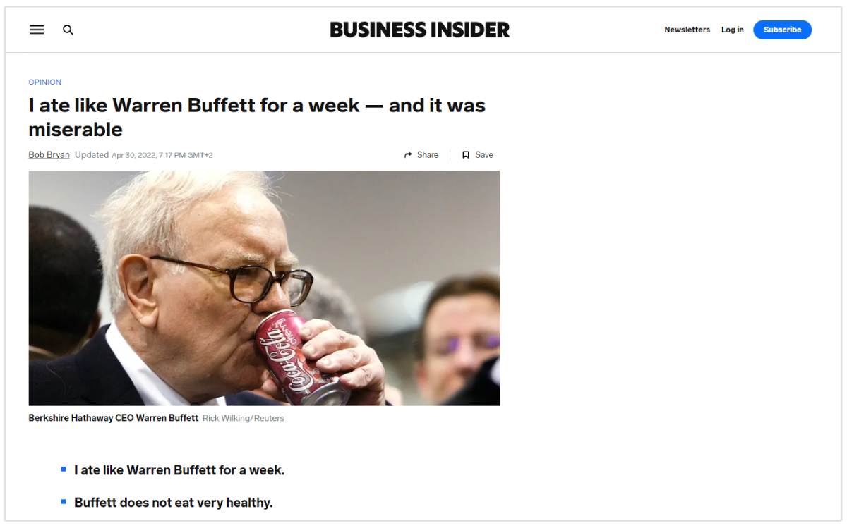 warren buffet diet